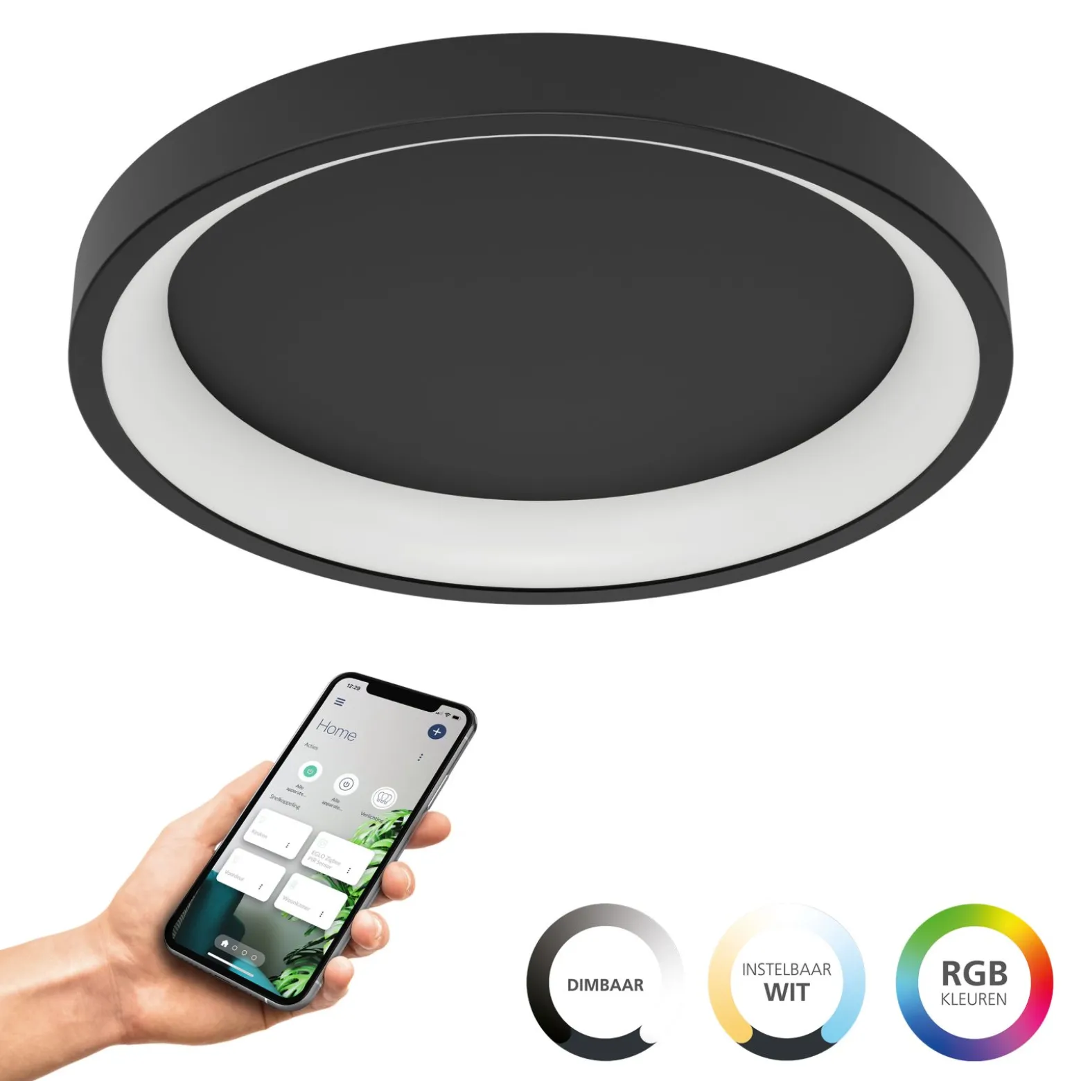 Eglo Taklampa Loretello-Z Stål Svart 19W 2430lm - 827-865 Justerbar Vit | 350mm - Dimbar