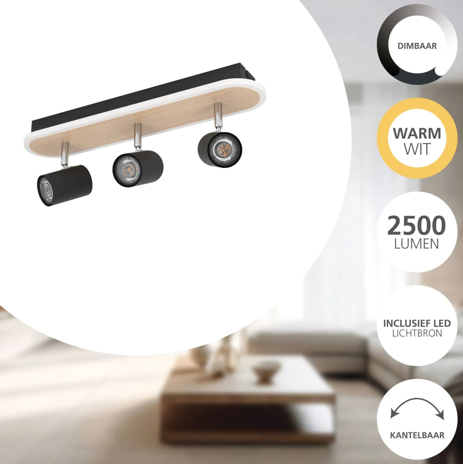 Eglo Taklampa Rimbocchi Stål Svart 20W 2500lm - 830 Varm Vit