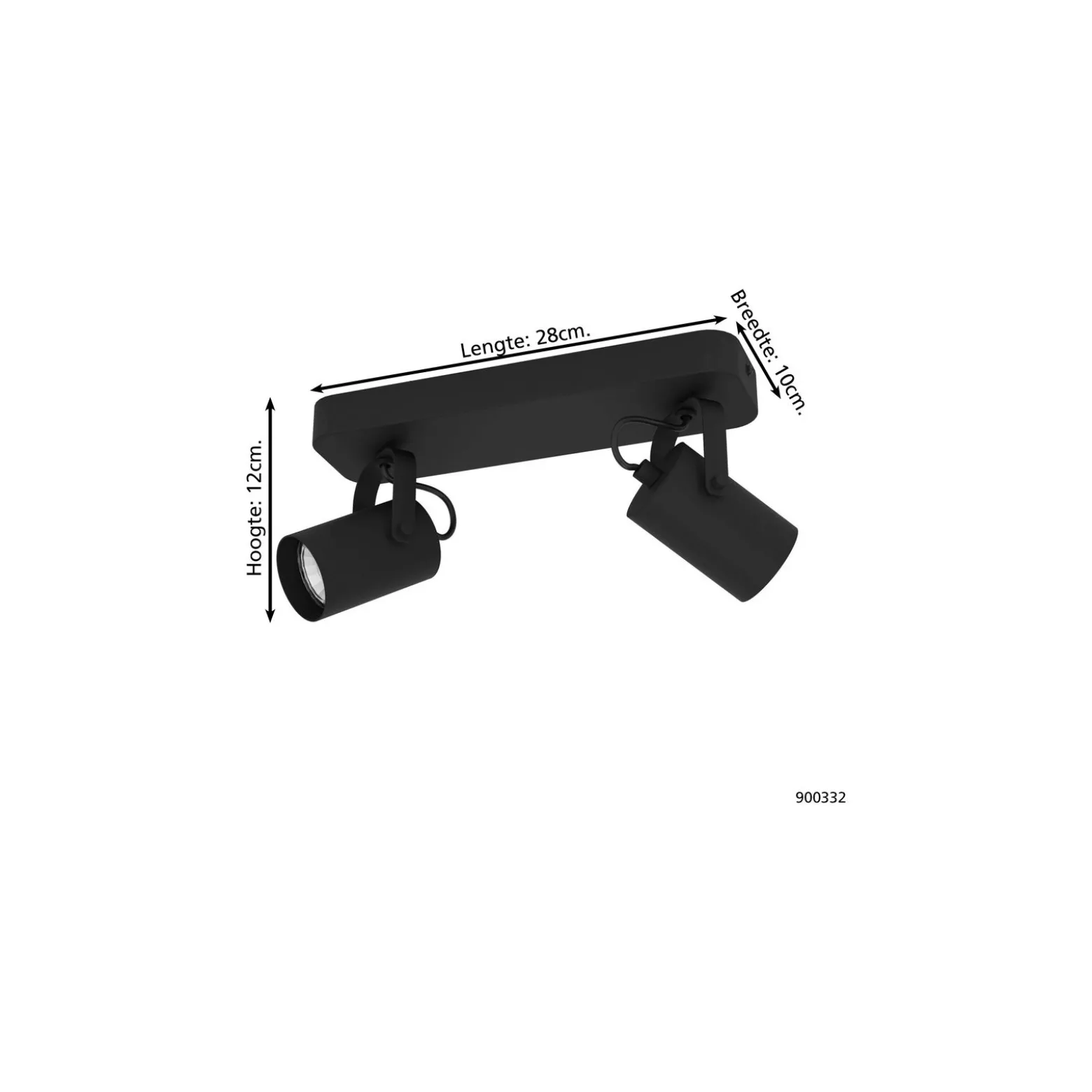 Eglo Taklampa Sorego Stål Svart 2x2.8W 2x250lm - 830 Varm Vit | IP20 - Inkl. 2x GU10