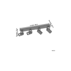 Eglo Taklampa Sorego Stål Svart 4x2.8W 4x250lm - 830 Varm Vit | IP20 - Inkl. 4x GU10