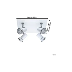 Eglo Taklampa Tamara 1 Stål Vit Krom 4x2.8W 4x250lm - 830 Varm Vit | IP44 - Inkl. 4x GU10