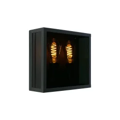 Eglo Vägglampa Alamonte Smoke Stål Svart | IP44 - Passande för 2x E27