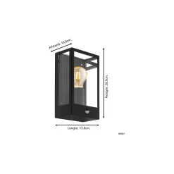 Eglo Vägglampa Alamonte Stål Svart | IP44 - Passande för 1x E27 - Rörelsesensor