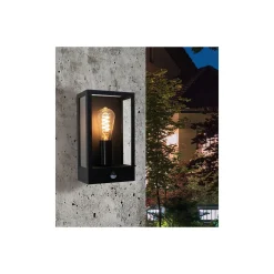 Eglo Vägglampa Alamonte Stål Svart | IP44 - Passande för 1x E27 - Rörelsesensor