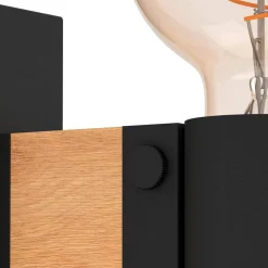 Eglo Vägglampa Bailrigg Stål Svart Trä | Passande För 1x E27