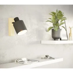 Eglo Vägglampa Batallas Trä Svart | Passande För 1x E27