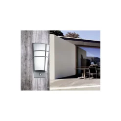 Eglo Vägglampa Breganzo 1 Stål Silver 2W 230lm - 830 Varm Vit | IP44 - Rörelse- och Ljussensor
