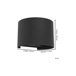 Eglo Vägglampa Calpino 3 Aluminium Svart Up & Down 2W 420lm - 830 Varm Vit | IP54