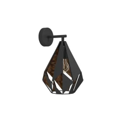Eglo Vägglampa Carlton 1 Stål Svart Koppar | IP20 - Passande för 1x E27