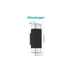 Eglo Vägglampa Castelnuovo Aluminium Svart Up & Down | IP65 - Passande för 1x GU10