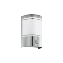 Eglo Vägglampa Cerno Rostfritt Stål | IP44 - Passande för 1x E27 - Rörelsesensor