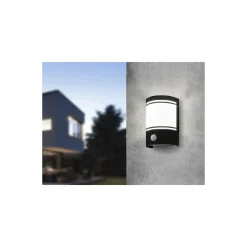 Eglo Vägglampa Cerno Stål Svart | IP44 - Passande för 1x E27 - Rörelsesensor