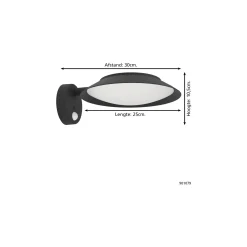 Eglo Vägglampa Cerrisi Solar Svart 7W 800lm - 830 Varm Vit | IP65 - Rörelsesensor