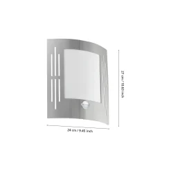 Eglo Vägglampa City Rostfritt Stål | IP44 - Passande för 1x E27 - Rörelsesensor