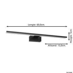Eglo Vägglampa Conettilla Aluminium Svart 10W 1350lm - 830-865 Justerbar Vit | IP44