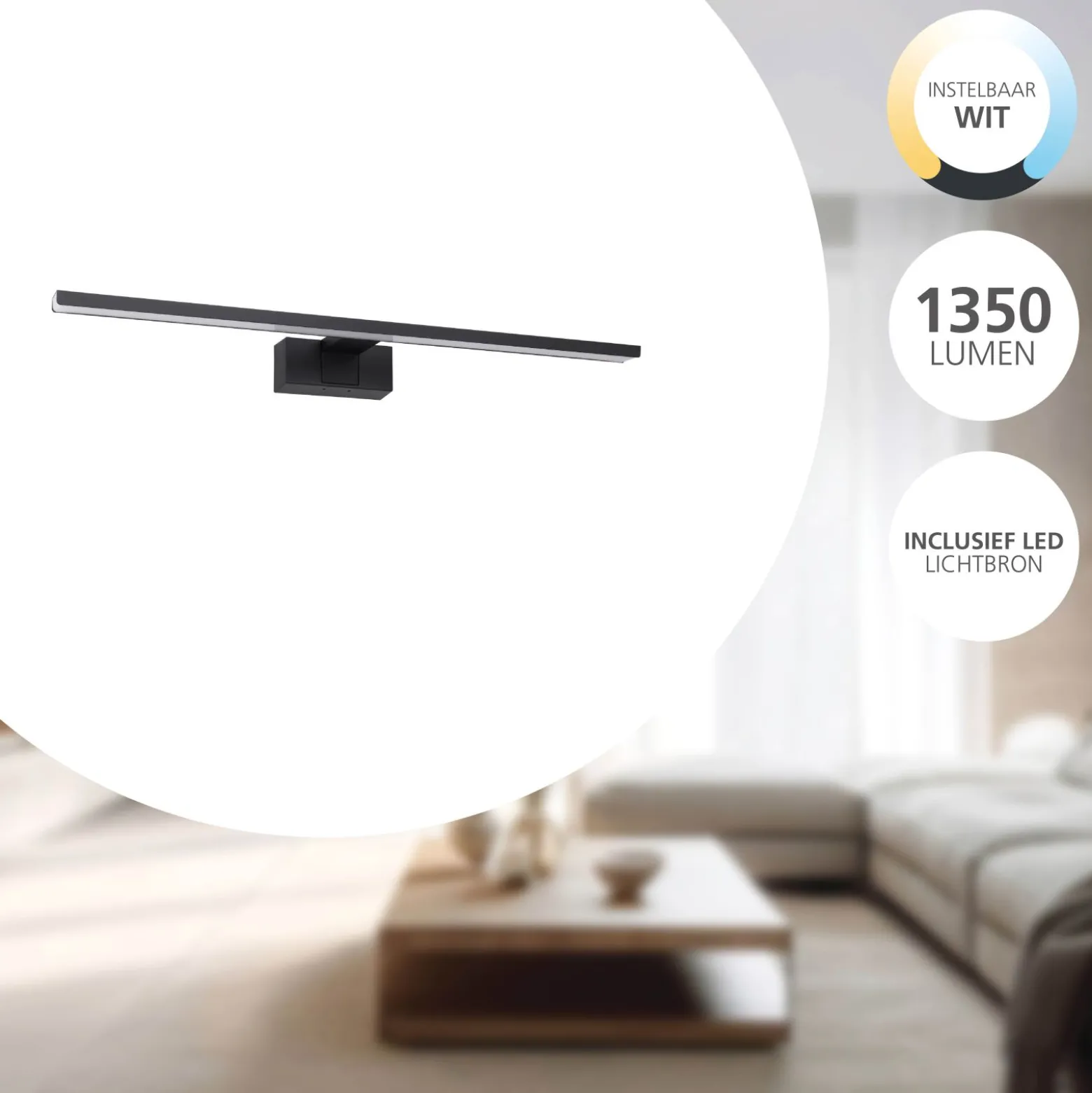 Eglo Vägglampa Conettilla Aluminium Svart 10W 1350lm - 830-865 Justerbar Vit | IP44