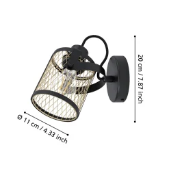 Eglo Vägglampa Dellow Stål Svart | Passande För 1x E27