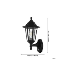 Eglo Vägglampa Duanera Svart | IP44 - Passande för 1x E27 - Rörelsesensor