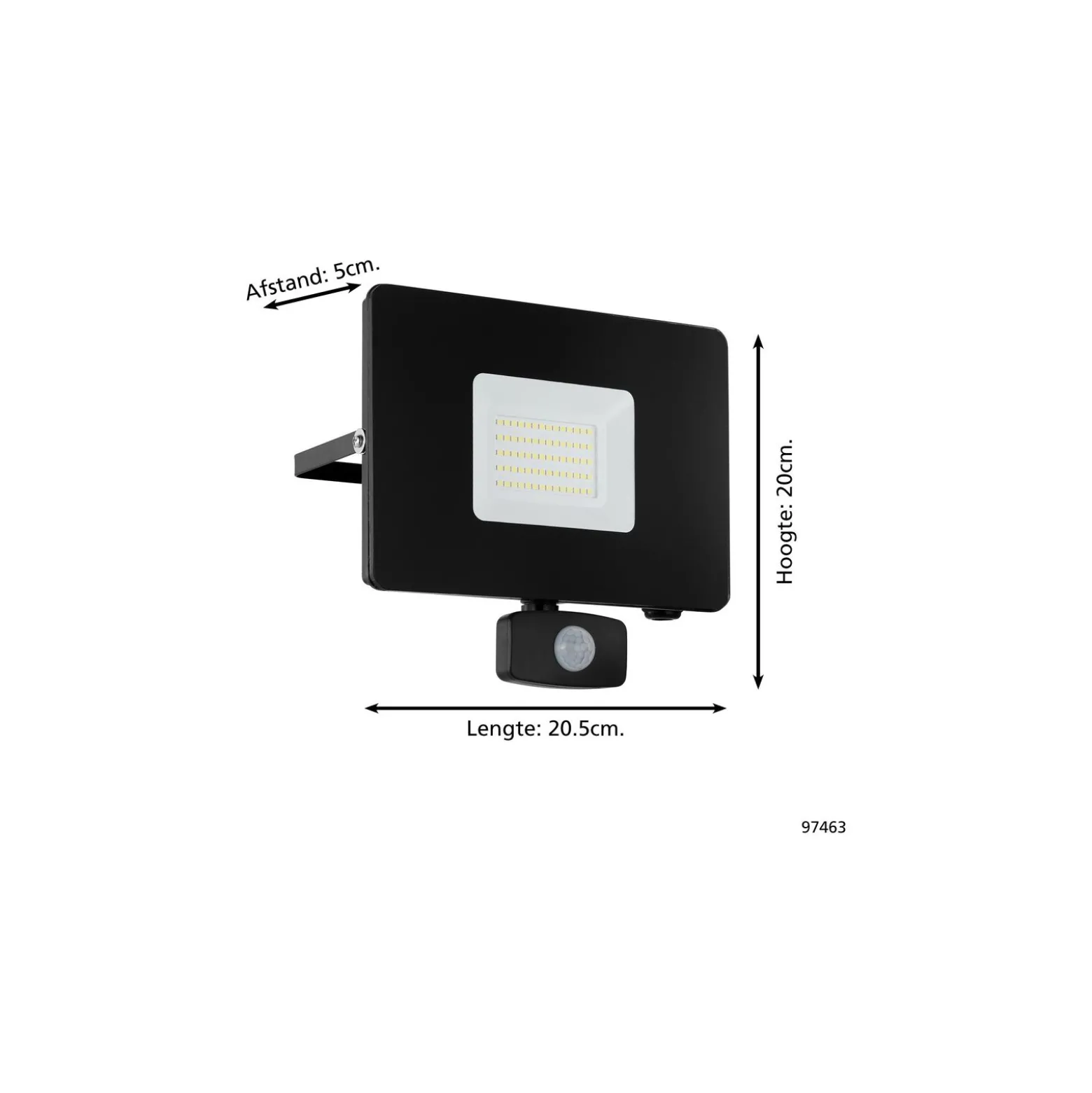 Eglo Vägglampa Faedo 3 Aluminium Svart 53W 5800lm - 850 Kallvit | IP44 - Rörelsesensor