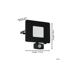Eglo Vägglampa Faedo 3 Aluminium Svart 31W 3400lm - 850 Kallvit | IP44 - Rörelsesensor