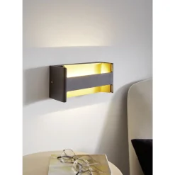Eglo Vägglampa Feloniche Aluminium Svart Guld 10W 1300lm - 830 Varm Vit