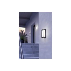 Eglo Vägglampa Genovese Aluminium Svart 10W 1050lm - 865 Dagsljus | IP65 - Rörelsesensor