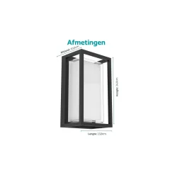 Eglo Vägglampa Genovese Aluminium Svart 10W 1050lm - 865 Dagsljus | IP65 - Rörelsesensor