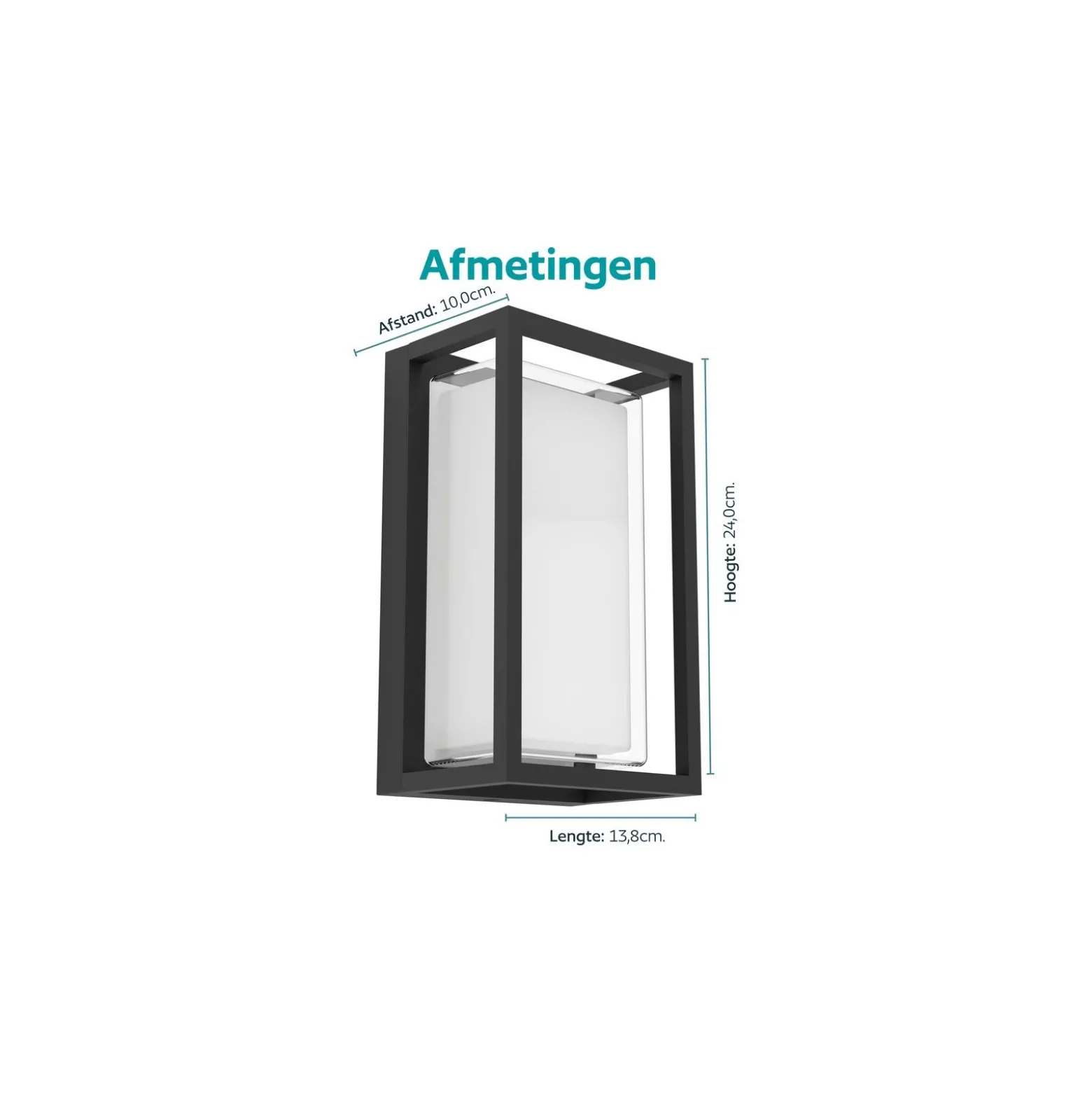 Eglo Vägglampa Genovese Aluminium Svart 10W 1050lm - 865 Dagsljus | IP65 - Rörelsesensor