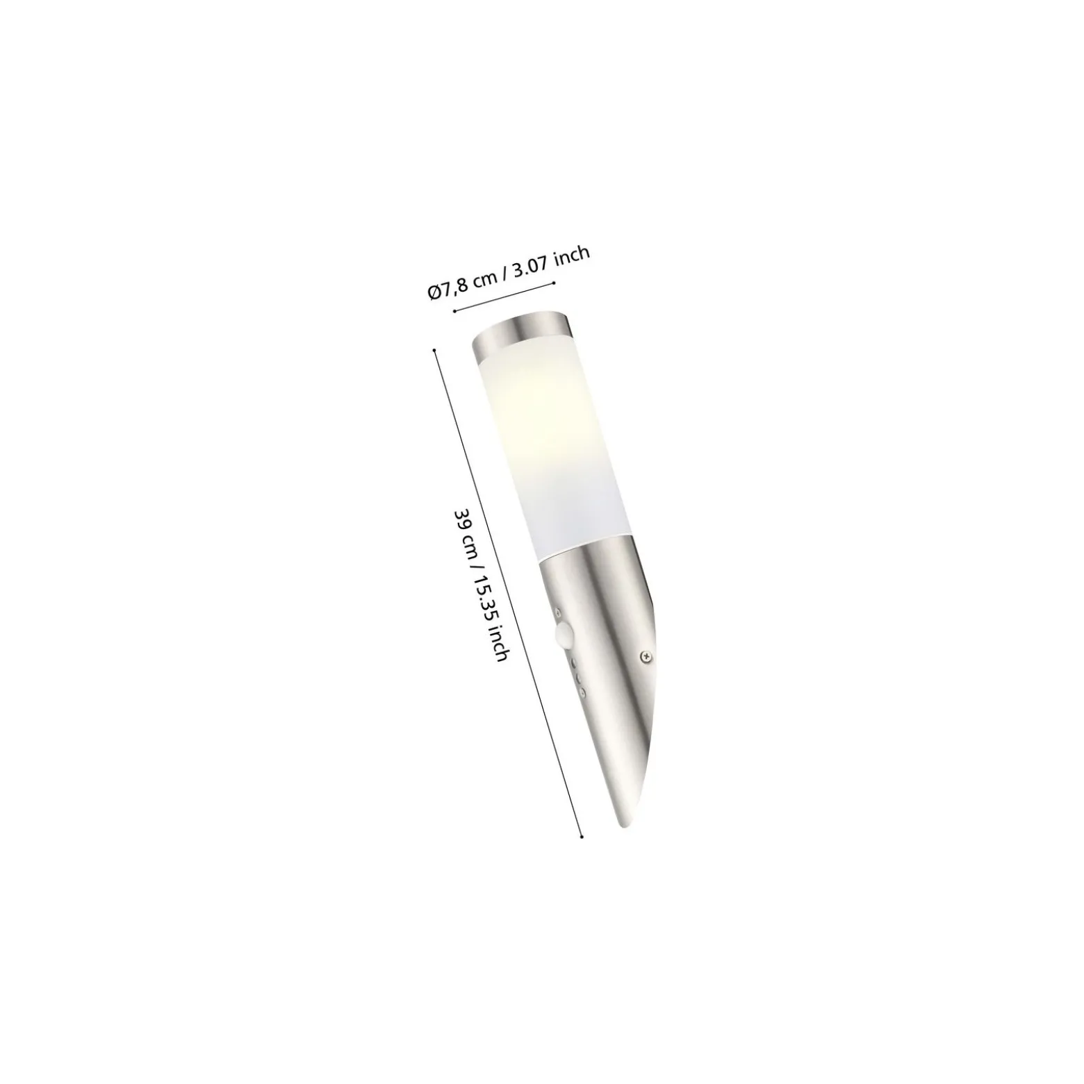 Eglo Vägglampa Helsinki Rostfritt Stål | IP44 - Passande för 1x E27 - Rörelsesensor