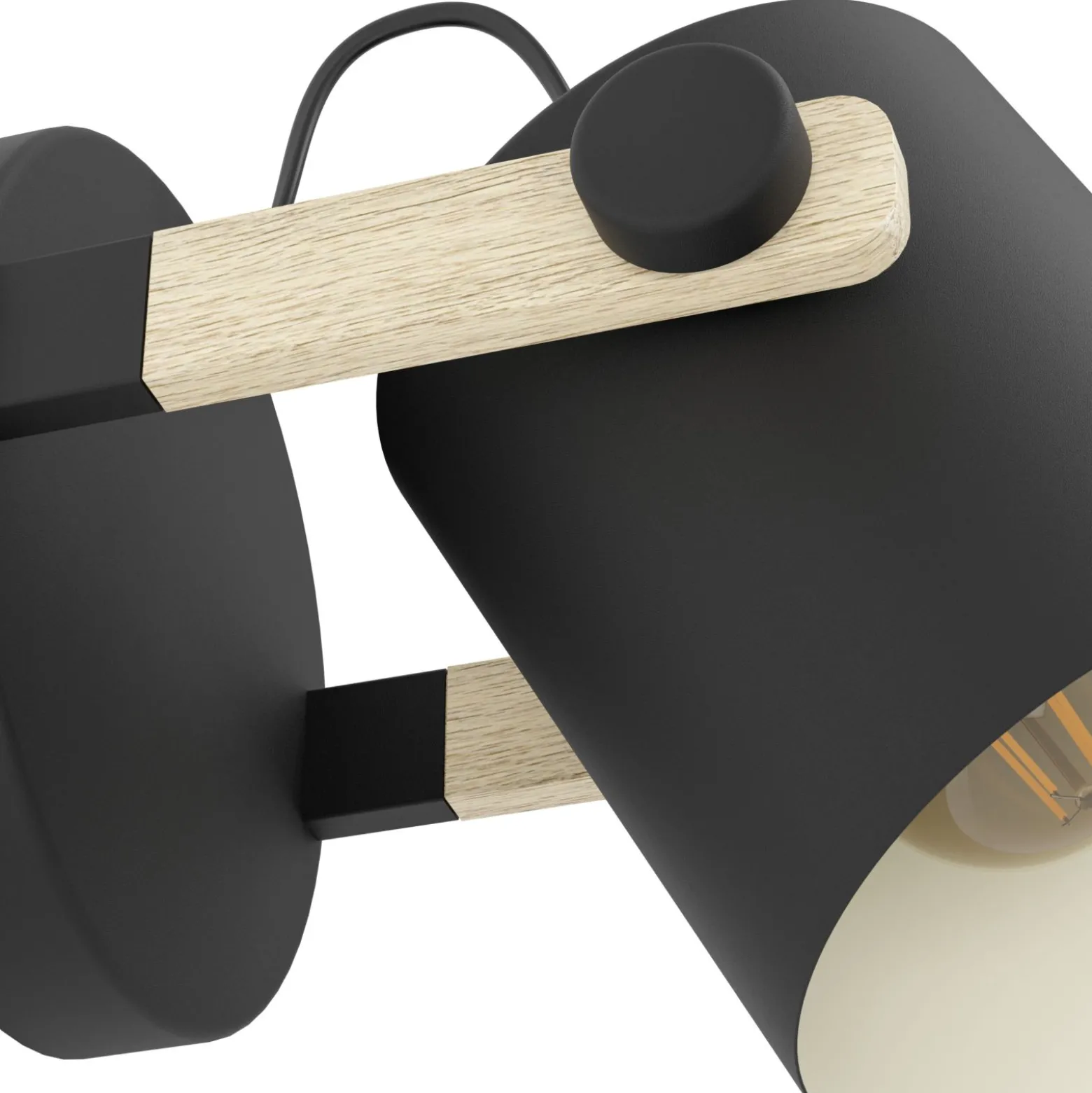 Eglo Vägglampa Hornwood Stål Svart Trä | Passande För 1x E27