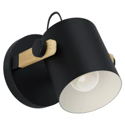 Eglo Vägglampa Hornwood Stål Svart Trä | Passande För 1x E27