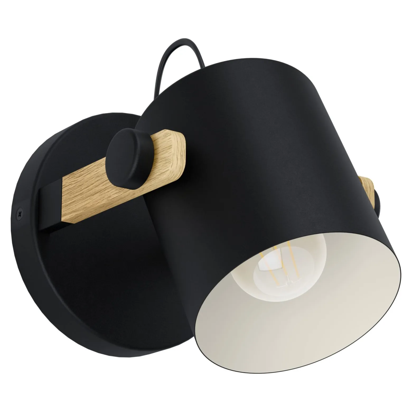 Eglo Vägglampa Hornwood Stål Svart Trä | Passande För 1x E27