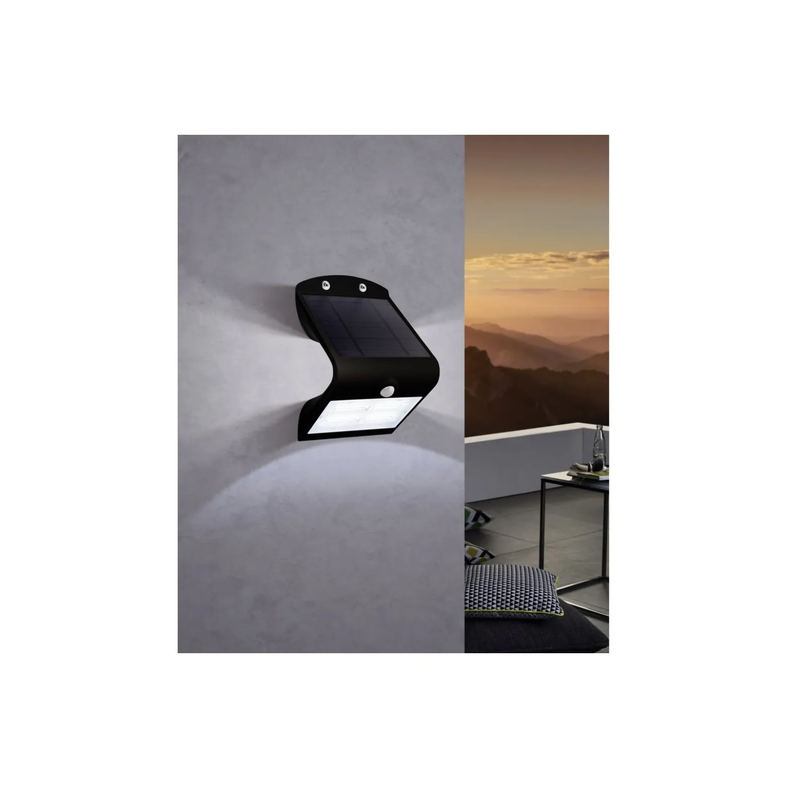 Eglo Vägglampa Lamozzo Solar Svart 3W 440lm - 830-840 CCT | IP54 - Rörelse- och Ljussensor