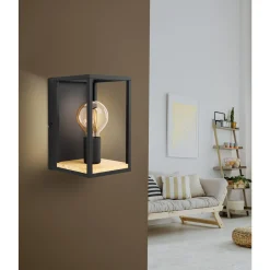Eglo Vägglampa Libertad Stål Svart Trä | Passande För 1x E27