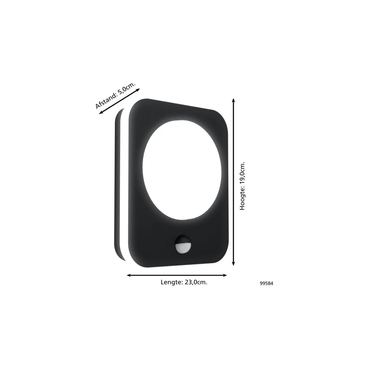 Eglo Vägglampa Madriz Aluminium Svart 3W 370lm - 830 Varm Vit | IP44 - Rörelsesensor