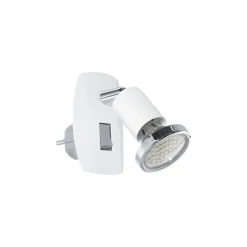 Eglo Vägglampa Mini 4 Lamp med Strömkontakt Vit Krom 2.8W 250lm - 820-830 Justerbar Vit | IP20 - Inkl. 1x GU10