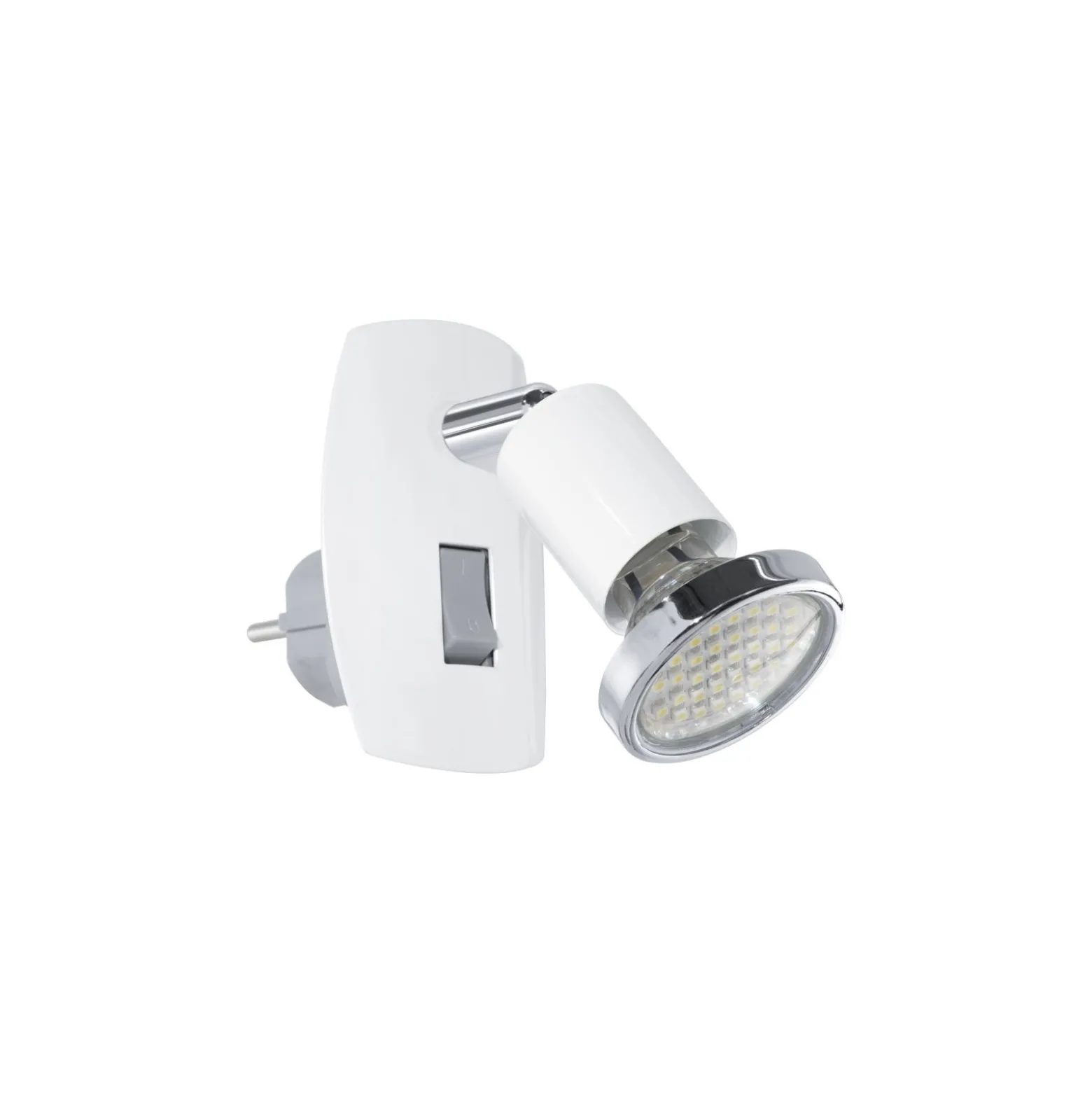 Eglo Vägglampa Mini 4 Lamp med Strömkontakt Vit Krom 2.8W 250lm - 820-830 Justerbar Vit | IP20 - Inkl. 1x GU10