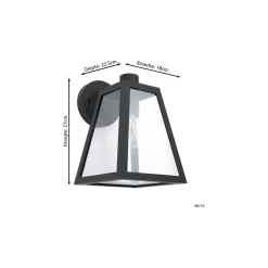 Eglo Vägglampa Mirandola Aluminium Svart | IP44 - Passande för 1x E27