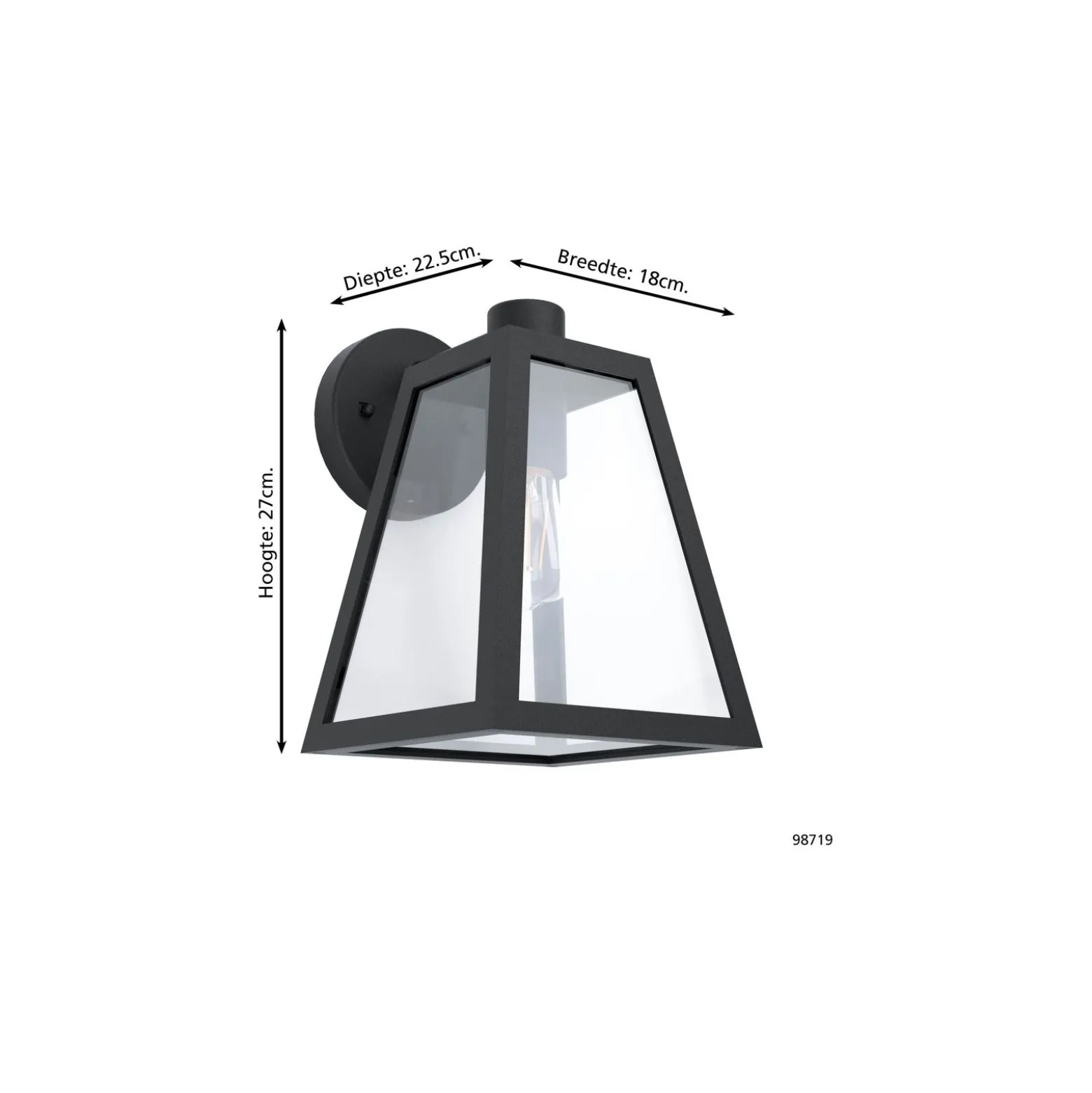 Eglo Vägglampa Mirandola Aluminium Svart | IP44 - Passande för 1x E27
