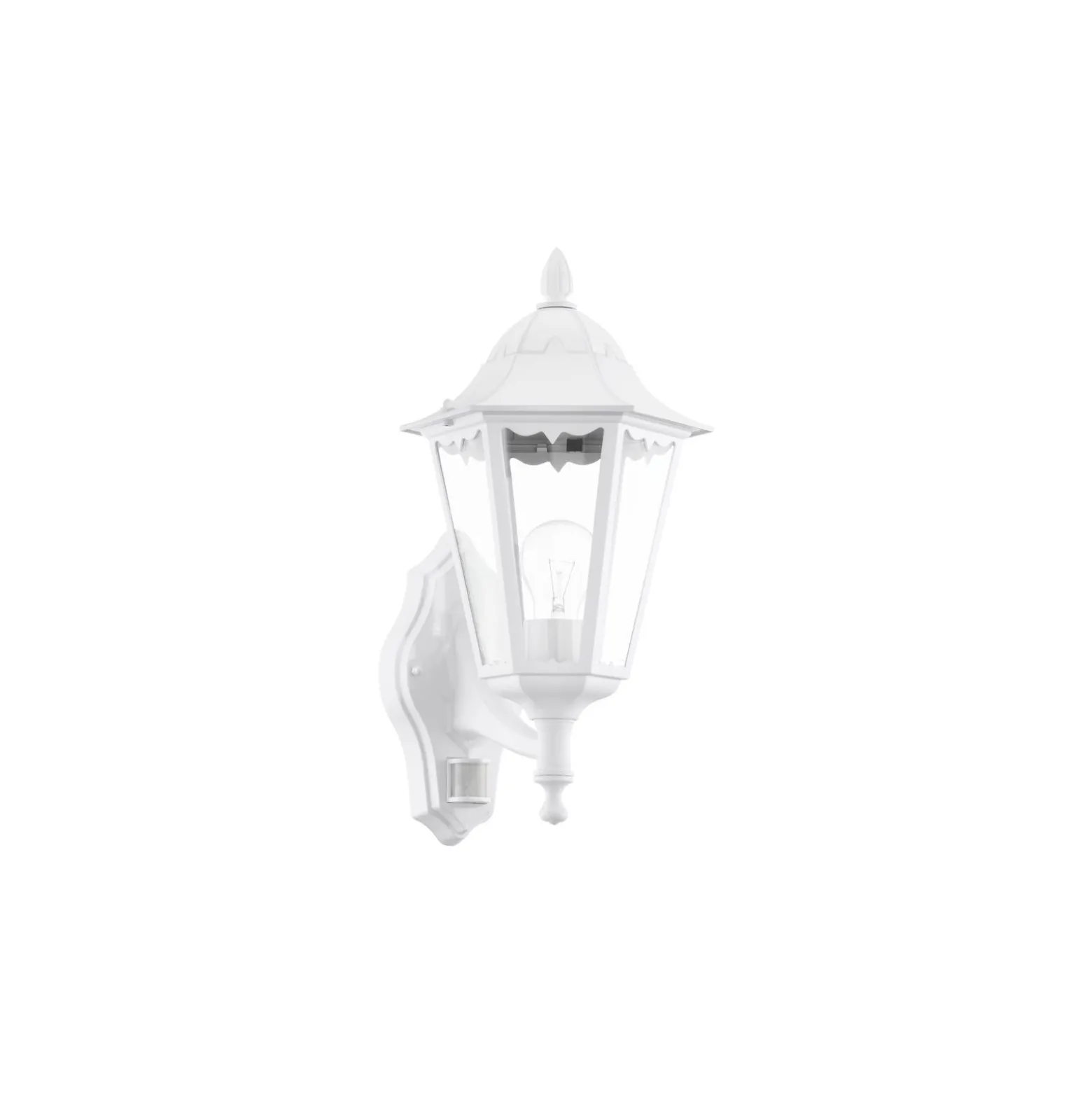 Eglo Vägglampa Navedo Aluminium Vit | IP44 - Passande för 1x E27 - Rörelsesensor