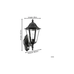 Eglo Vägglampa Navedo Aluminium Svart | IP44 - Passande för 1x E27 - Rörelsesensor