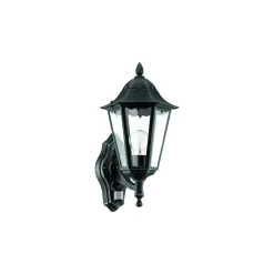 Eglo Vägglampa Navedo Aluminium Svart | IP44 - Passande för 1x E27 - Rörelsesensor