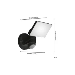 Eglo Vägglampa Pagino Svart 11W 2200lm - 850 Kallvit | IP44 - Rörelsesensor