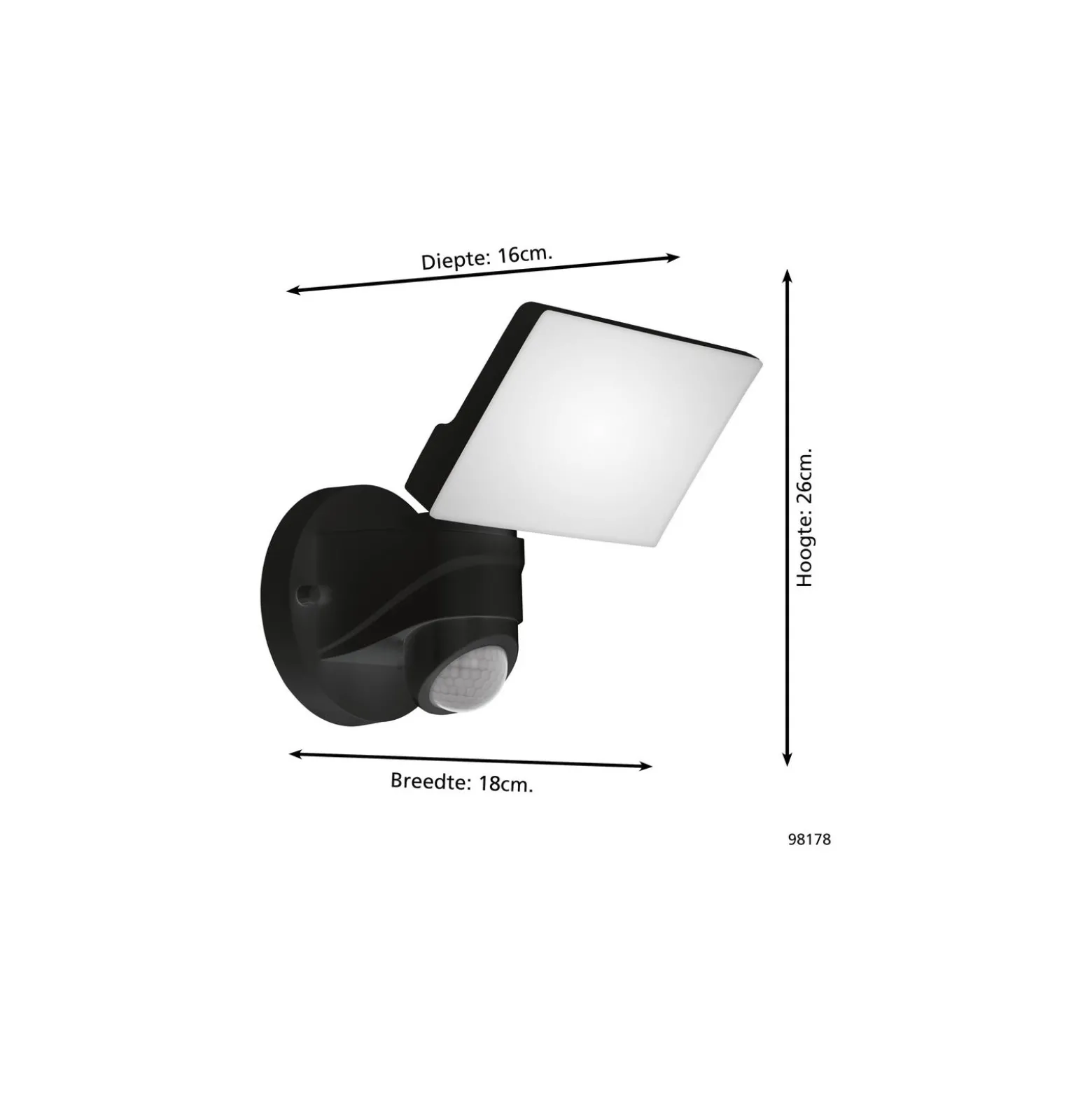 Eglo Vägglampa Pagino Svart 11W 2200lm - 850 Kallvit | IP44 - Rörelsesensor
