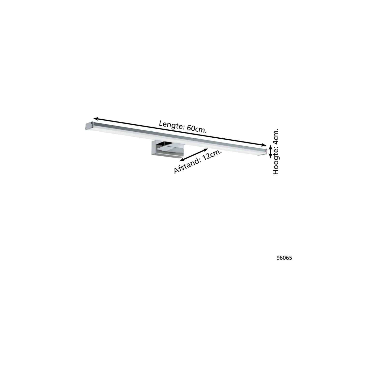 Eglo Vägglampa Pandella 1 Aluminium Krom Silver Badrumsbelysning 11W 1350lm - 840 Kallvit | IP44