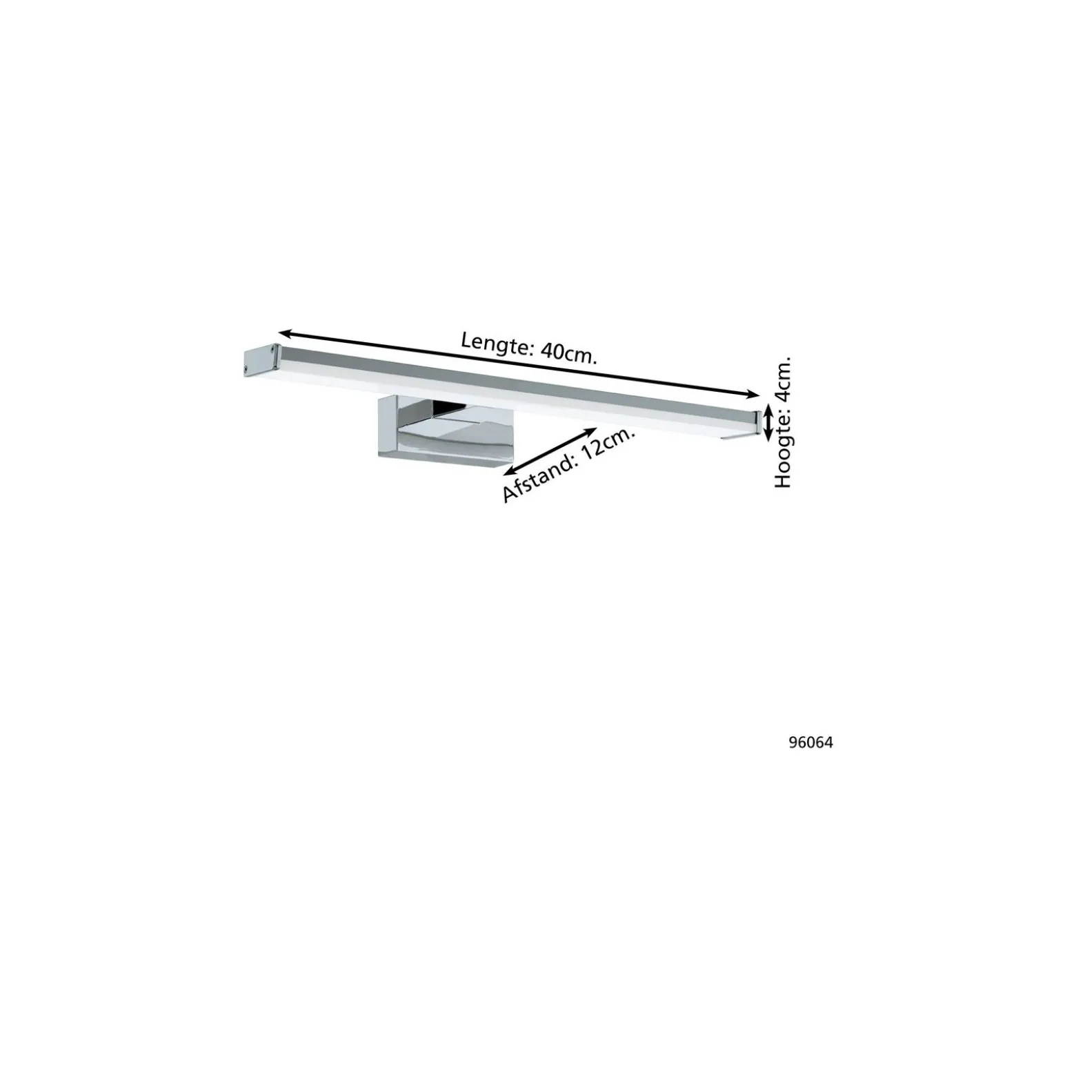 Eglo Vägglampa Pandella 1 Aluminium Krom Silver Badrumsbelysning 7.4W 900lm - 840 Kallvit | IP44