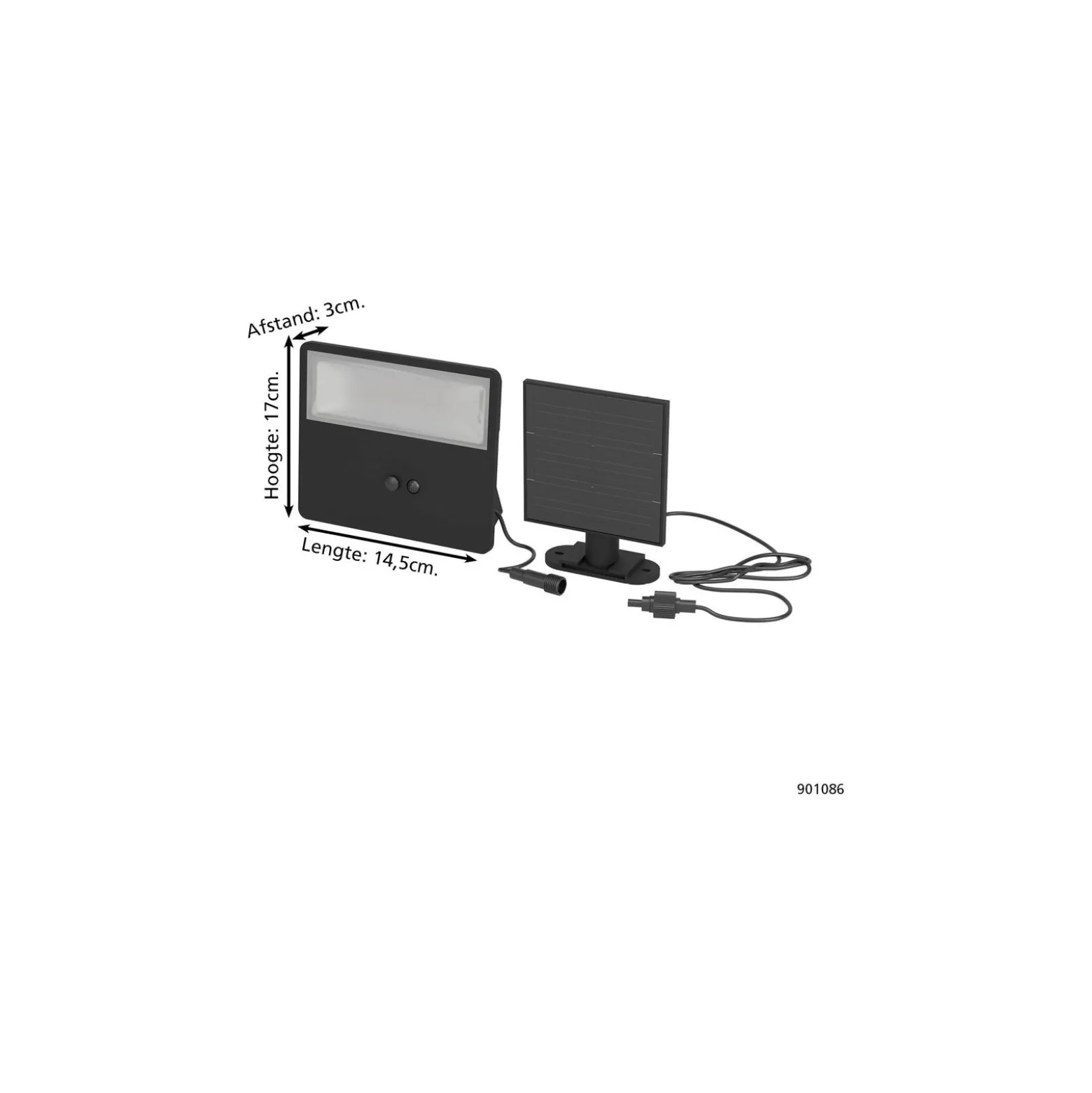 Eglo Vägglampa Panettieri Solar Svart 8W 1600lm - 840 Kallvit | IP65 - Rörelsesensor