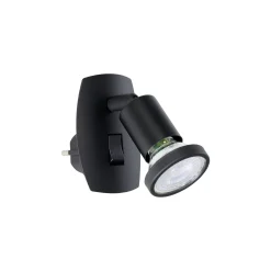 Eglo Vägglampa Parrini Lamp med Strömkontakt Svart 4.5W 345lm - 830 Varm Vit | IP20 - Inkl. 1x GU10