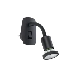 Eglo Vägglampa Parrini Lamp med Strömkontakt Svart 4.5W 345lm - 830 Varm Vit | IP20 - Inkl. 1x GU10
