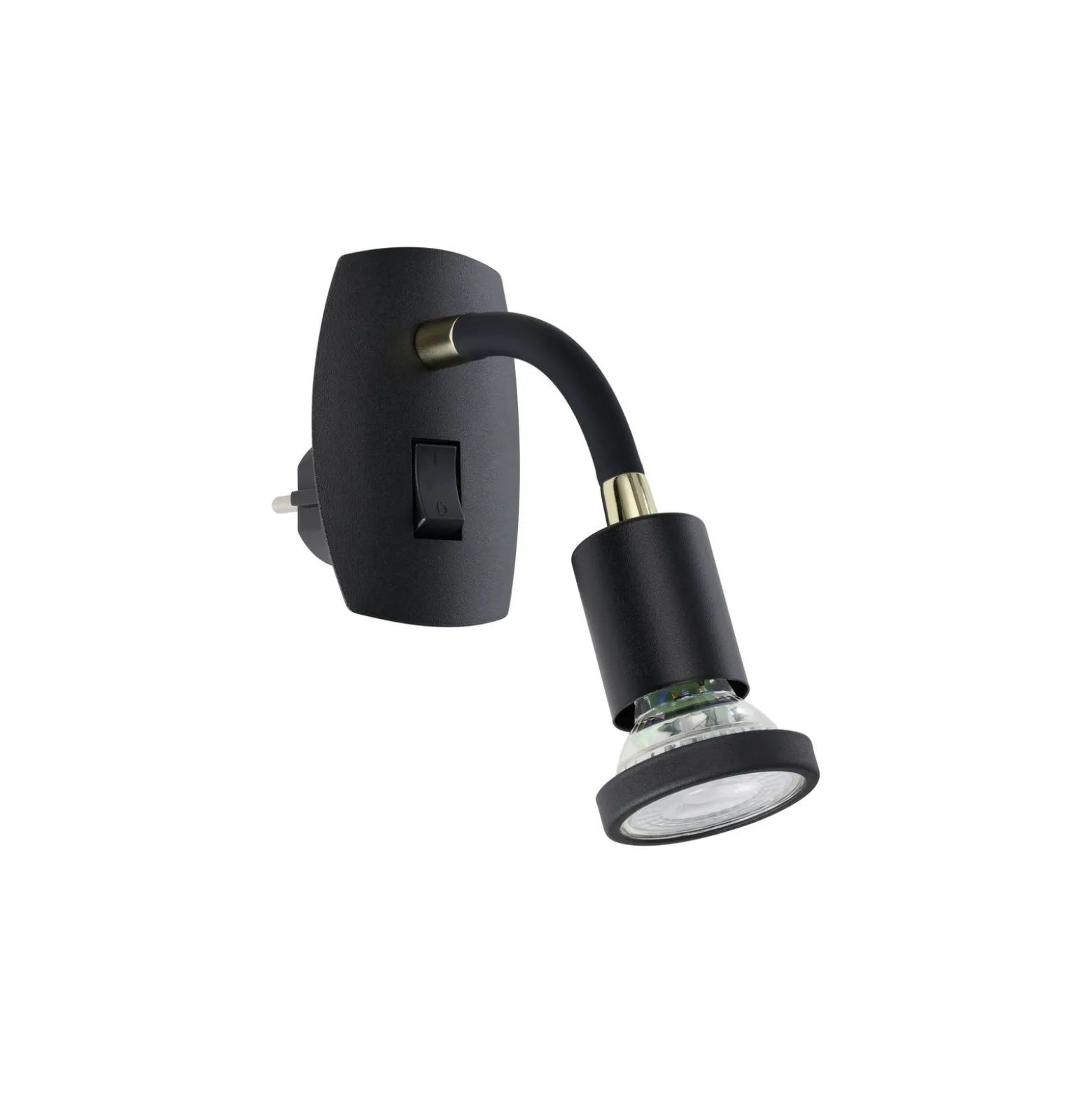 Eglo Vägglampa Parrini Lamp med Strömkontakt Svart 4.5W 345lm - 830 Varm Vit | IP20 - Inkl. 1x GU10